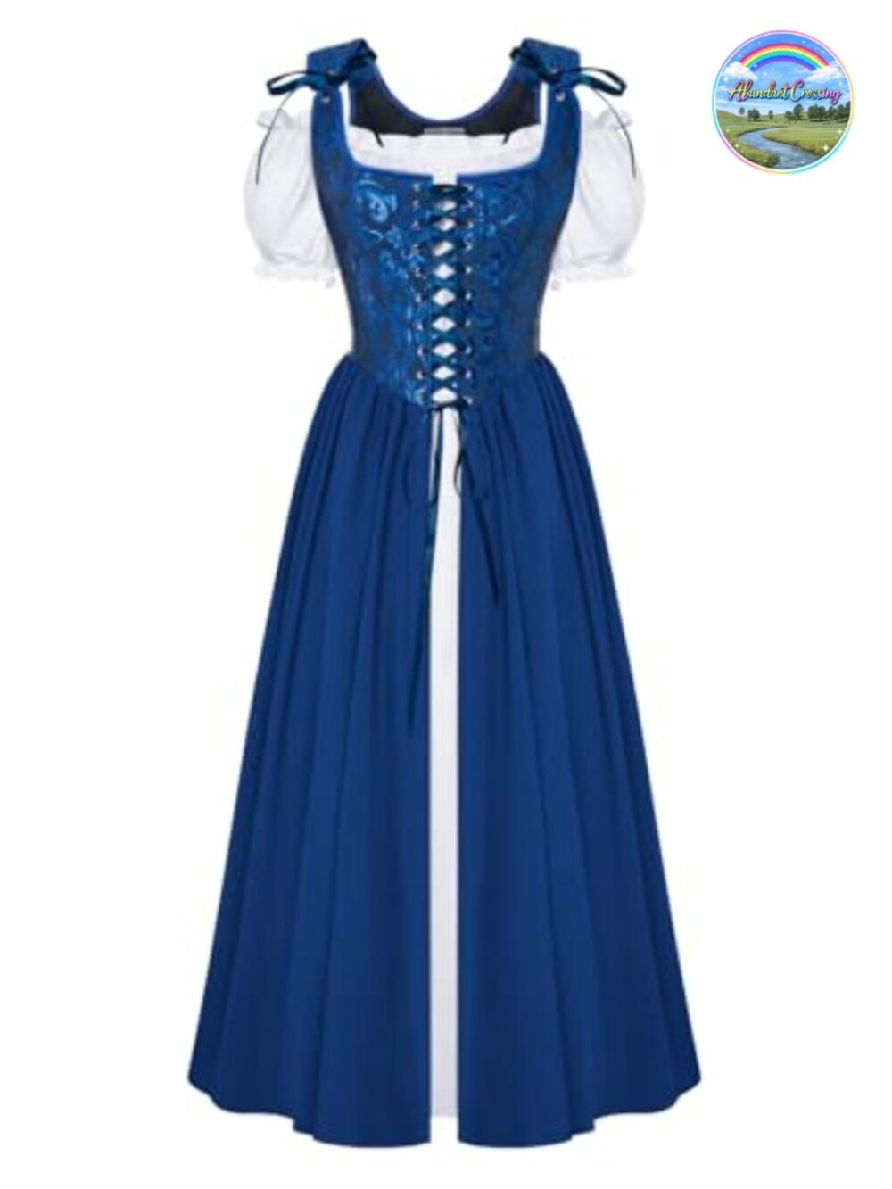 Renaissance Corset Dress Two-Piece Medieval Costume Lace-Up Embroidery